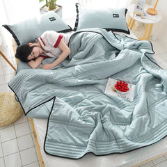 Hooux Summer Air Condition Quilt Thin Stripe Lightweight Comforter  Full Queen Breathable Sofa Office Bed Travel Quilts Throw Blanket