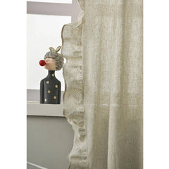 Hooux New Nordic Simple Bamboo Flounce Edge Light Luxury Semi-blackout Curtain Solid Color Bedroom Living Room Kitchen Window Curtain