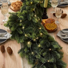 Hooux Handcrafted 74.8" Pine Christmas Garland with LED String Lights - Perfect for Indoor & Outdoor Holiday Decor, Christmas Decor