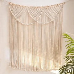 Hooux Handmade Macrame Cotton Curtain Cotton Bohemia Macrame Tapetsry Bedside Wall Hanging Tapestry Door Window Curtain Beho Decor