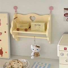 Hooux  Wooden Double-Layer Storage Rack Desktop Cabinet Cosmetics Storager Pink Dormitory Storage Manual Display Shelf Wall Decoration