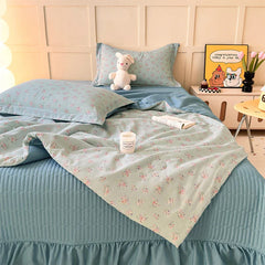 Hooux Soft Quilt Summer Blanket Double Bedspread Floral Style Comforter 200x230cm Thin Duvets 여름이불 (Pillowcase Need Order)