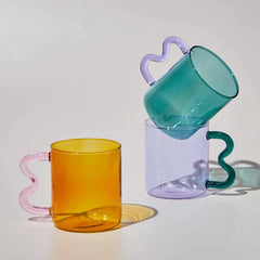 Hooux Pastel Glass Wavy Handle Mug