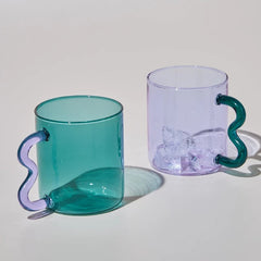 Hooux Pastel Glass Wavy Handle Mug