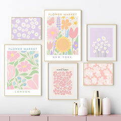 Hooux Pastel Flower Market Canvas Posters