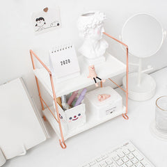 Hooux Aesthetic Desk Rose Gold Storage Rack