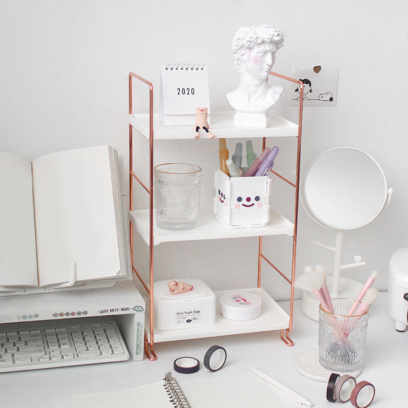 Hooux Aesthetic Desk Rose Gold Storage Rack